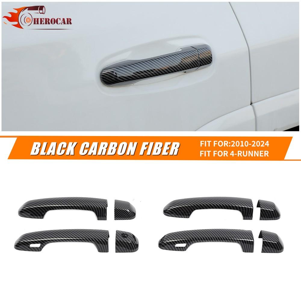 4PCS Carbon Fiber Door Handle Cover Trim for 4Runner 2010-2024 W/Smart Key Holes