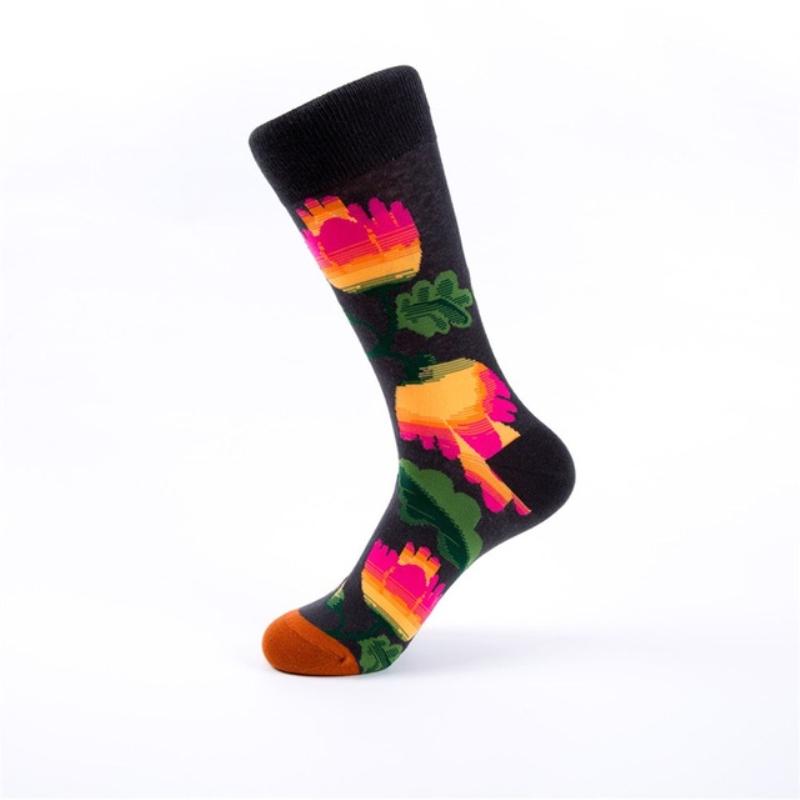 Dark Color Animal Pattern Long Cotton Socks Casual Colorful Breathable Fashion Spring Socks Women
