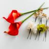 Calla Lily Orange Hair Ornament, Dried Flower, Mizuhiki (decorative Cord), Gold Leaf, for Coming-of-Age Ceremony, Traditional Japanese Attire,