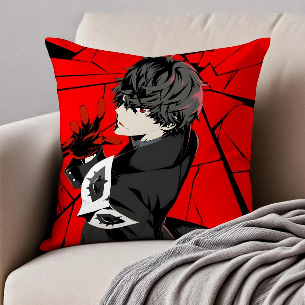 Stylish PPERSONA5 Anime Icons Cushion Cover Pillowcase Antidustmite Invisible Zipper Short Plush Sofa Cushion