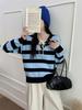 Cross-Color Striped Lace-Up Knit Sweater: Loose Long-Sleeve Top for Women, Perfect for Spring and Autumn