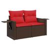 VidaXL Salon de jardin avec coussins 6pcs marron résine tressée acacia, ensemble de canapés d'extérieur, salon de jardin 3326485