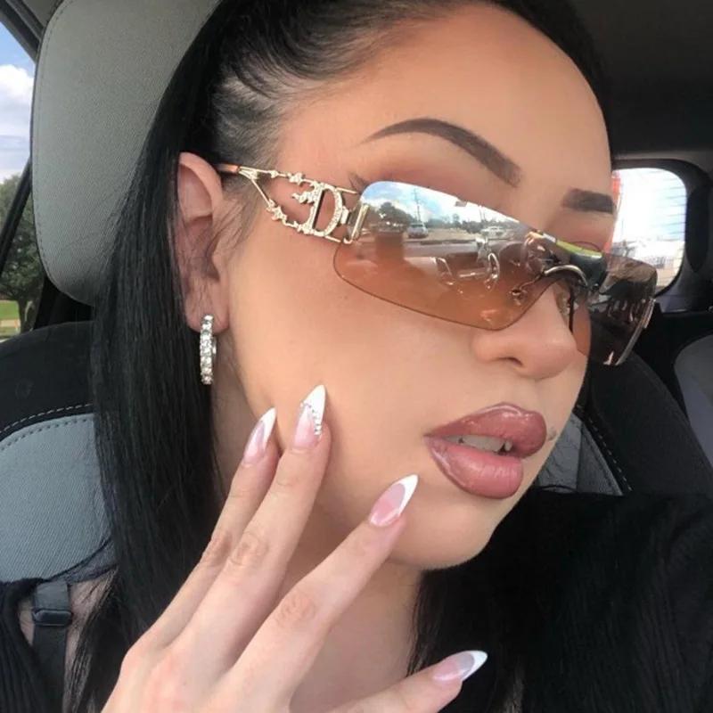 New Fashion Rimless Y2K Sunglasses Women Men High Quality Trending Product Rave Party Festival Uv400