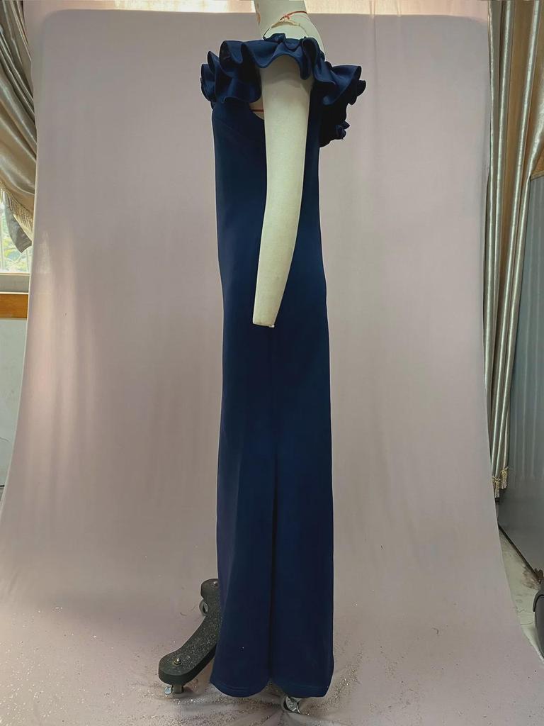 2025 Large Size Women's Elegant One-Shoulder Long Dress for Bridesmaids and Formal Events