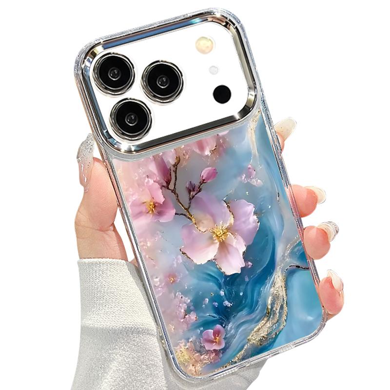 Golden Marble Pattern Phone Case For iPhone 17 Pro Max Plating Lens Frame Clear Soft Cover For iPhone 16 15 14 13 Pro Max 11 16E 17E