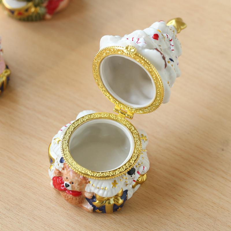 Ceramic Jewelry Box Christmas Tree Bear Scented Candles Home Crafts Ornament