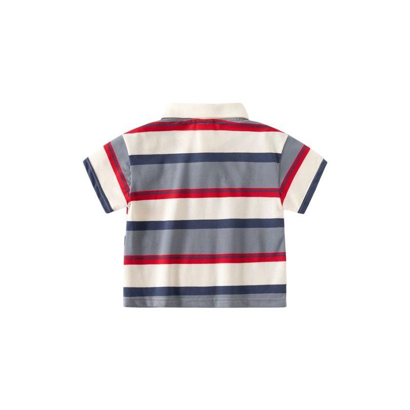 Trendy Children's Clothing Boys' Drop-Shoulder Short-Sleeved T-shirt Summer Kids Stripes Polo Shirt Baby Boy Lapel Half Sleeve Tops