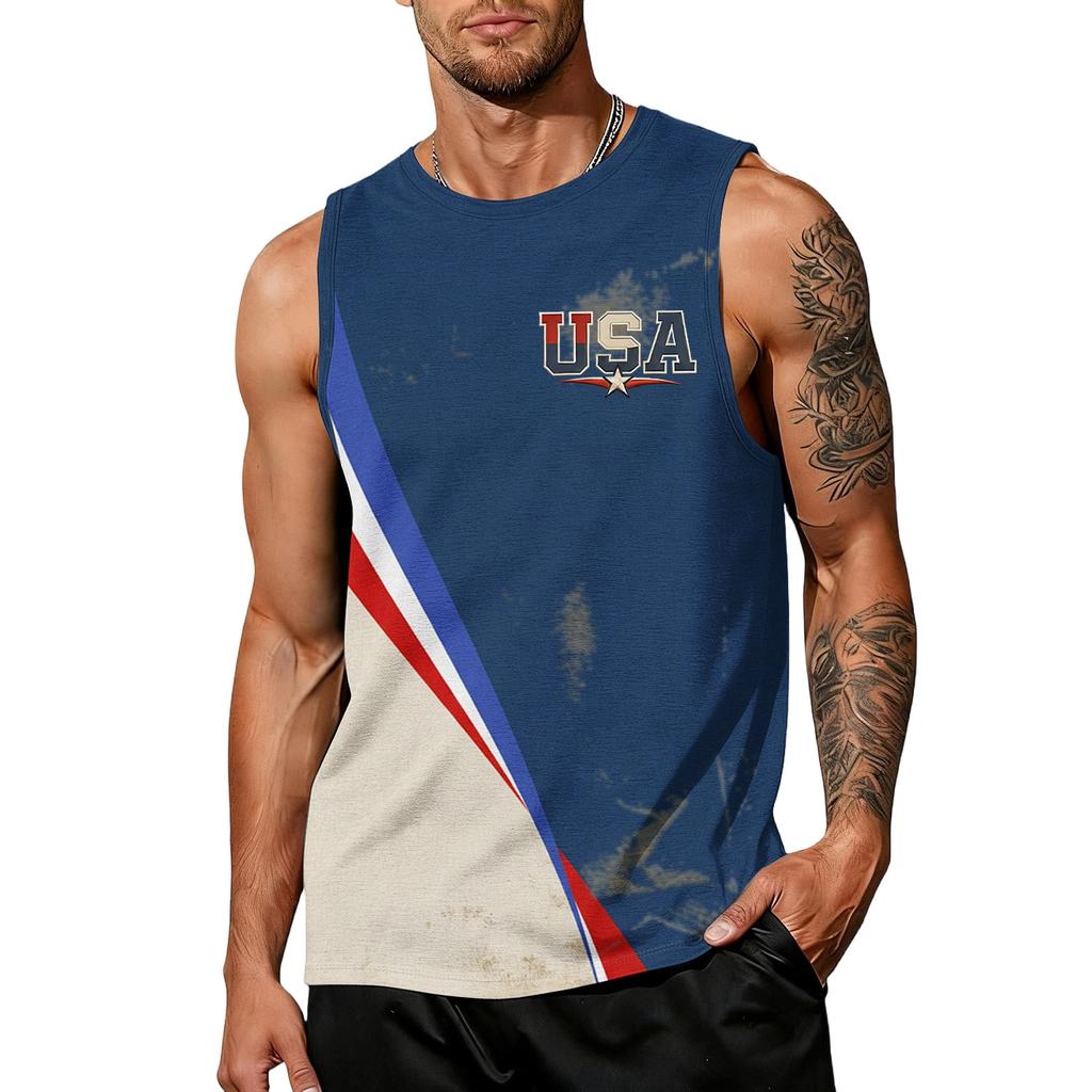 Uomo 4 Luglio Camicie USA Muscolo Senza Maniche Magliette Patriottiche