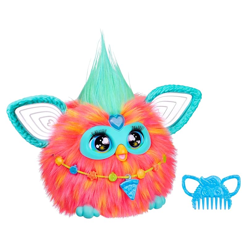 Hasbro Furby Coral Voice-Responsive Interactive Toy for Boys and Girls Ages 6+ with 15 Fashion Accessories, Animatronic, Motorized Plush Toy for Kids,