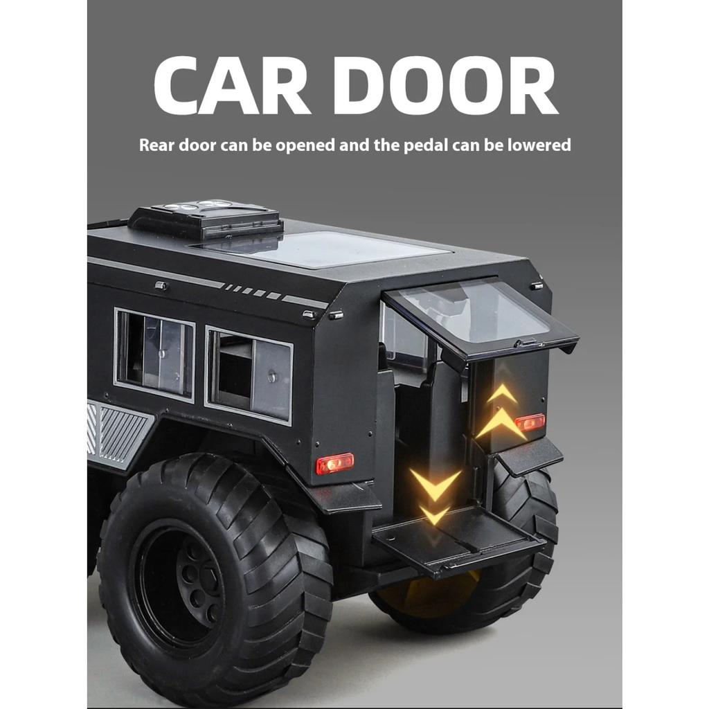 1/24 Scale Sherp All-terrain Car Model Toy Metal Diecast Sound Light Pull Back Shock Absorption Off Road Vehicle Gifts for Kids