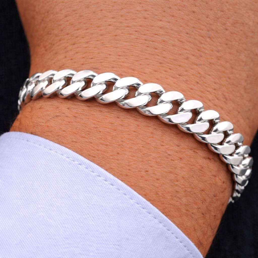 Men' Silver Bracelet SOLID 7mm 925 SILVER Bracelet Armor Gift