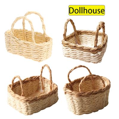 1:12 Dollhouse Miniature Storage Basket Vegetable Food Woven Frame Kitchen Model Decor Toy Doll House Accessories