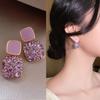 Square Drop Earrings Shiny Geometric Earrings Retro Earrings Women Jewelry