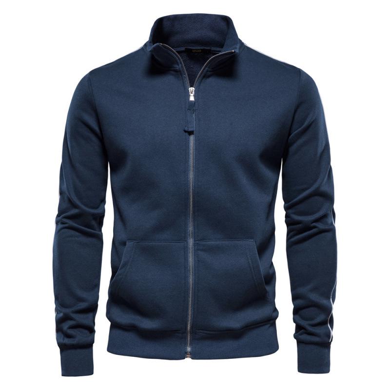 2024 Herren Colorblock Kapuzenpullover mit Stehkragen - Herbst/Winter Lässiger Langarm Reißverschluss Strickjacke