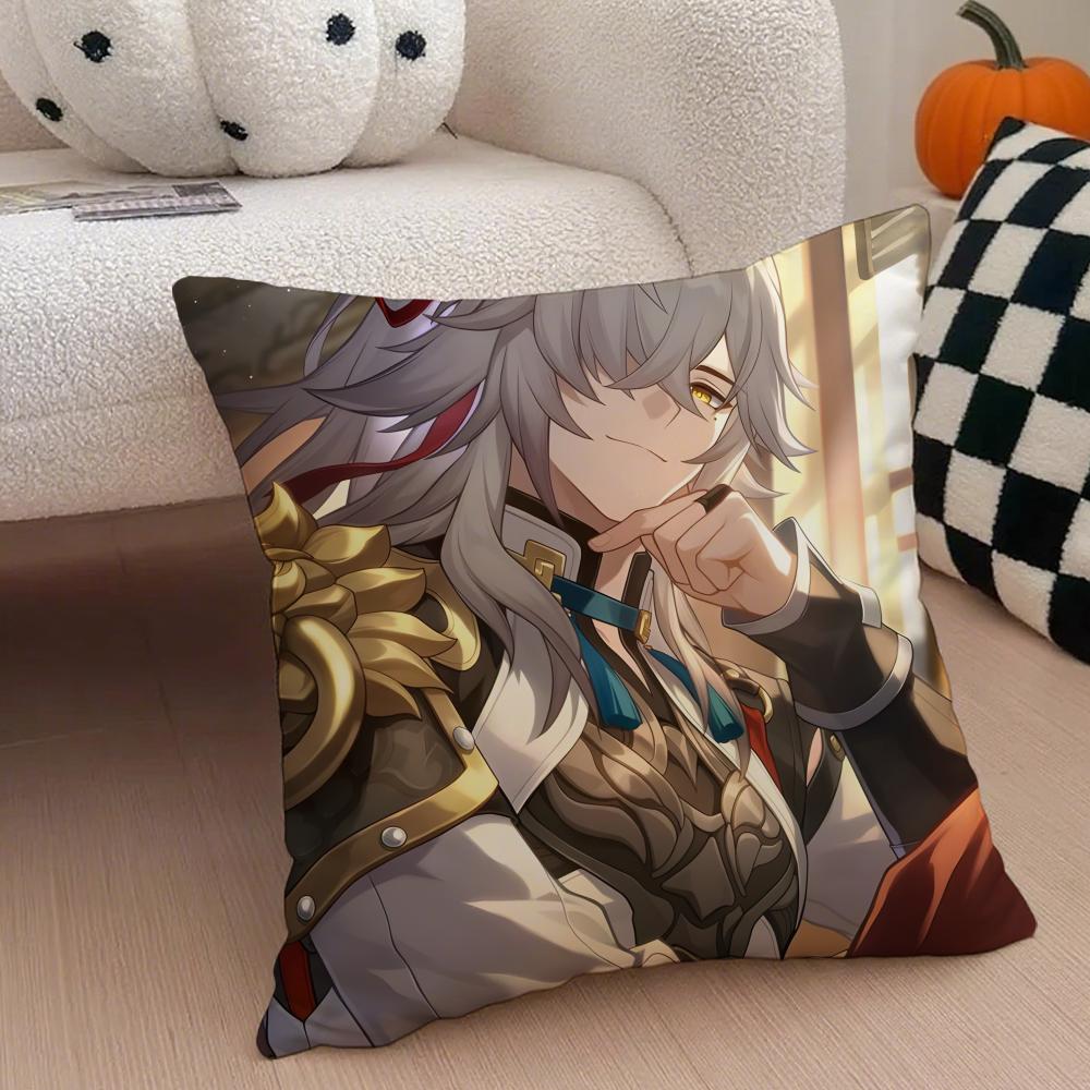 JJing Yuan Star Rail Hit Game Character Cushion Cover Throw Pillow Cover Hidden Button Durable Polyester Chair Cushion