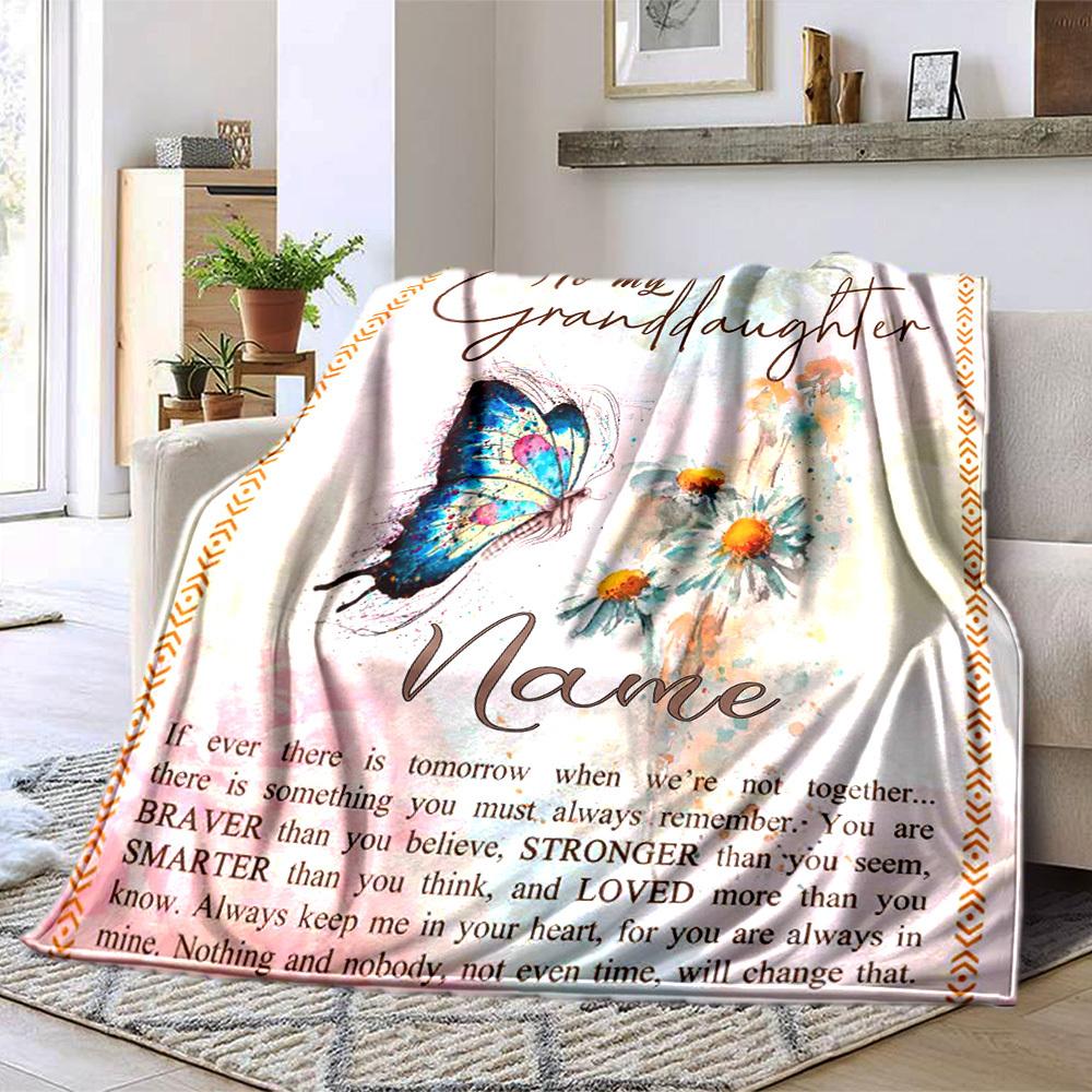 To My Granddaughter Home Customize Your Name Blankets Comfortable Soft Lightweight Multipurpose Blanket For Picnics Sofas Offices Beds Living Rooms