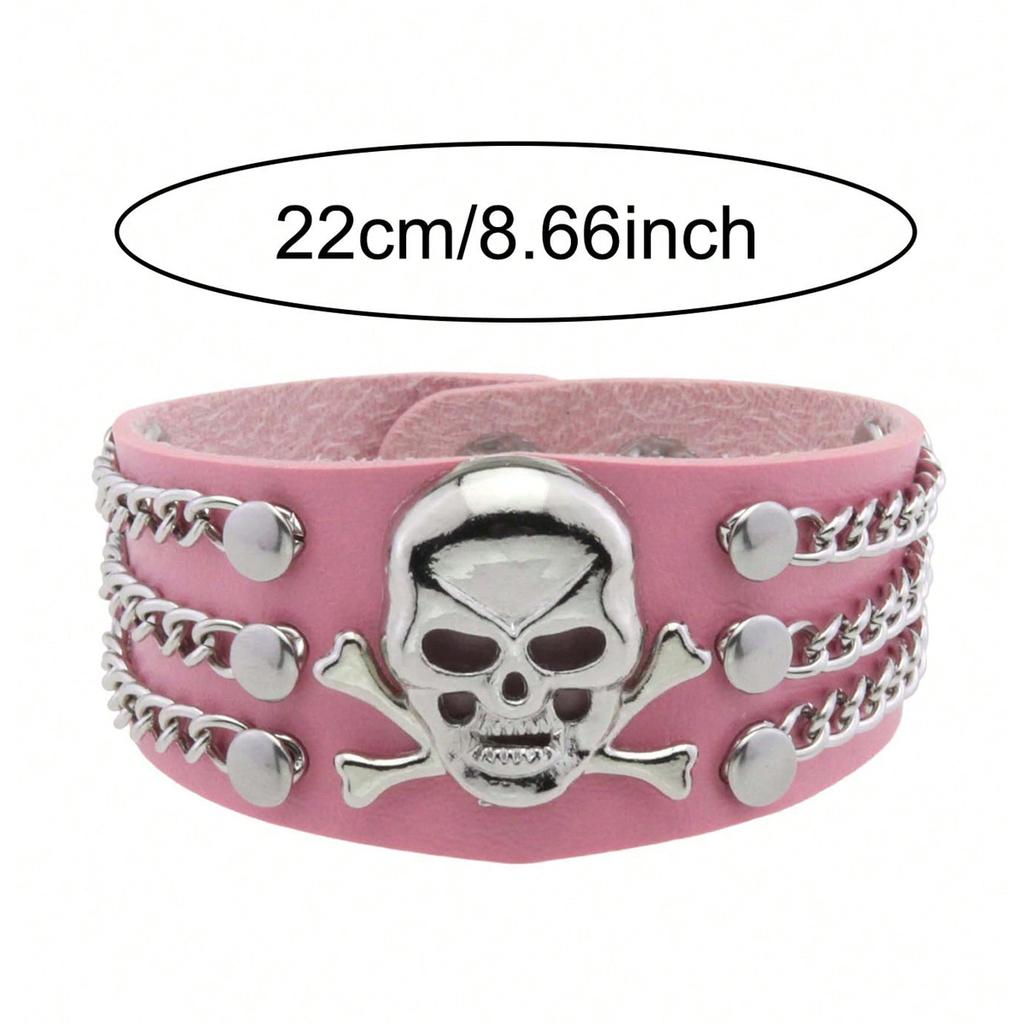 1 Punk Pink Rivet Creative Bracelet, Perfect Gift For Daily Holiday Parties, Halloween Carnival Performances, Rock And Roll