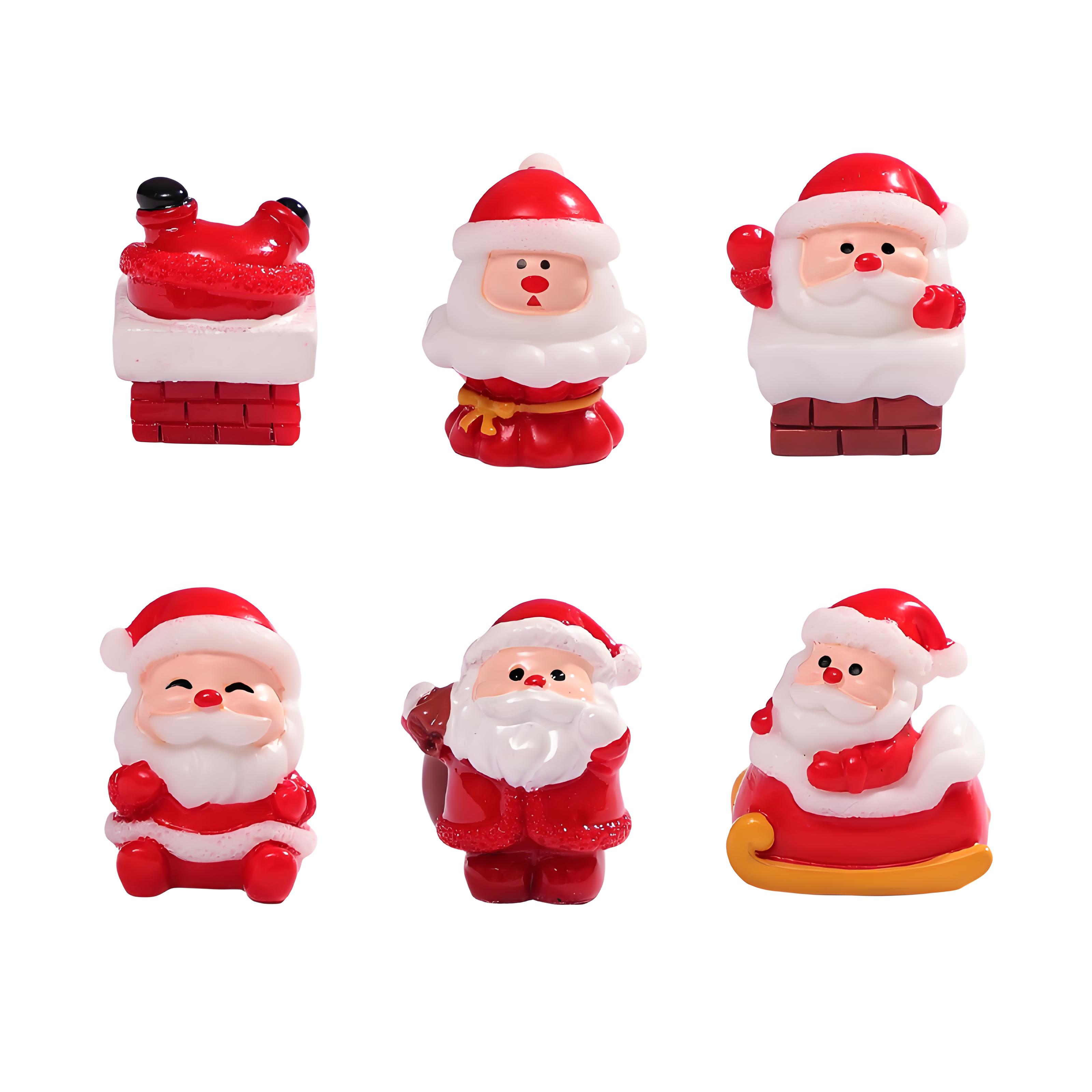 

Non-Toxic 6Pcs Mini Santa Claus Ornaments Red Christmas Decor For Diy Fairy Garden Potted Plant Holiday Gift