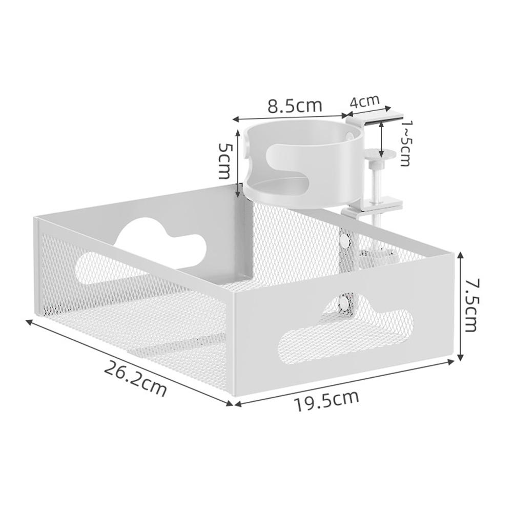 

Подстольный кабель-менеджмент с подстаканником Стальной кабельный лоток Подстольные органайзеры Без сверления Скрытый ящик для хранения 360° для офиса белый