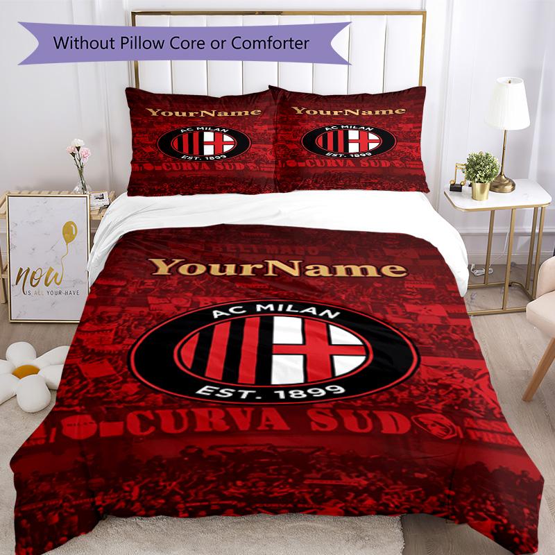 Ac Milan Personalizza il tuo nome Set Biancheria da Letto Copripiumino Traspirante con Federe Decorazione per la Casa Regalo di Compleanno