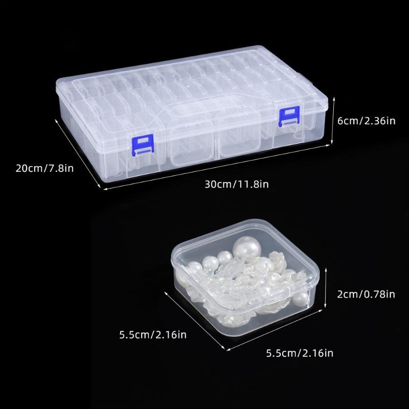 Small Bead Necklace Plastic Storage Box - Mini Necklace Storage Container with Hinged Lid - Rectangular Craft Supplies Box