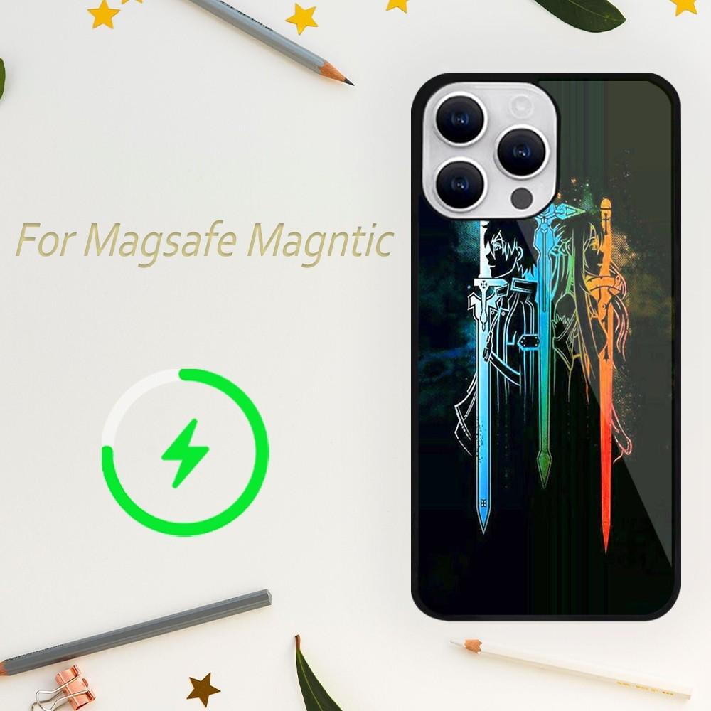 Bilibili Sword Art Online Anime Phone Case For iPhone 15 14 13 12 11 Plus Pro Max Magsafe Magnetic Wireless Charging