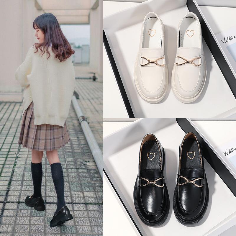 

Loafers Women s New Inner Heightening Mary Jane Shoes Genuine Leather British Style Small Leather Shoes Uniform Shoes