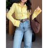 Elegant Solid Color Button Long Sleeve Shirt Tops Women 2025 Autumn Winter