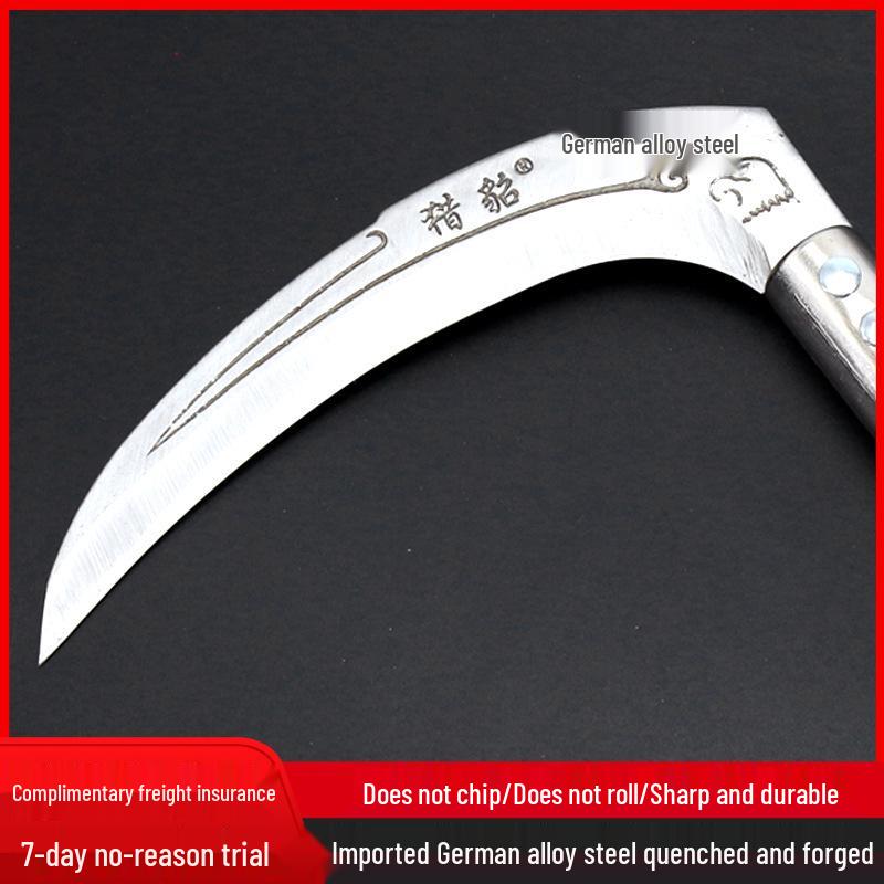German Steel Serrated Sickle: Grass Cutting & Corn Harvesting Knife for Outdoor Weeding and Agriculture