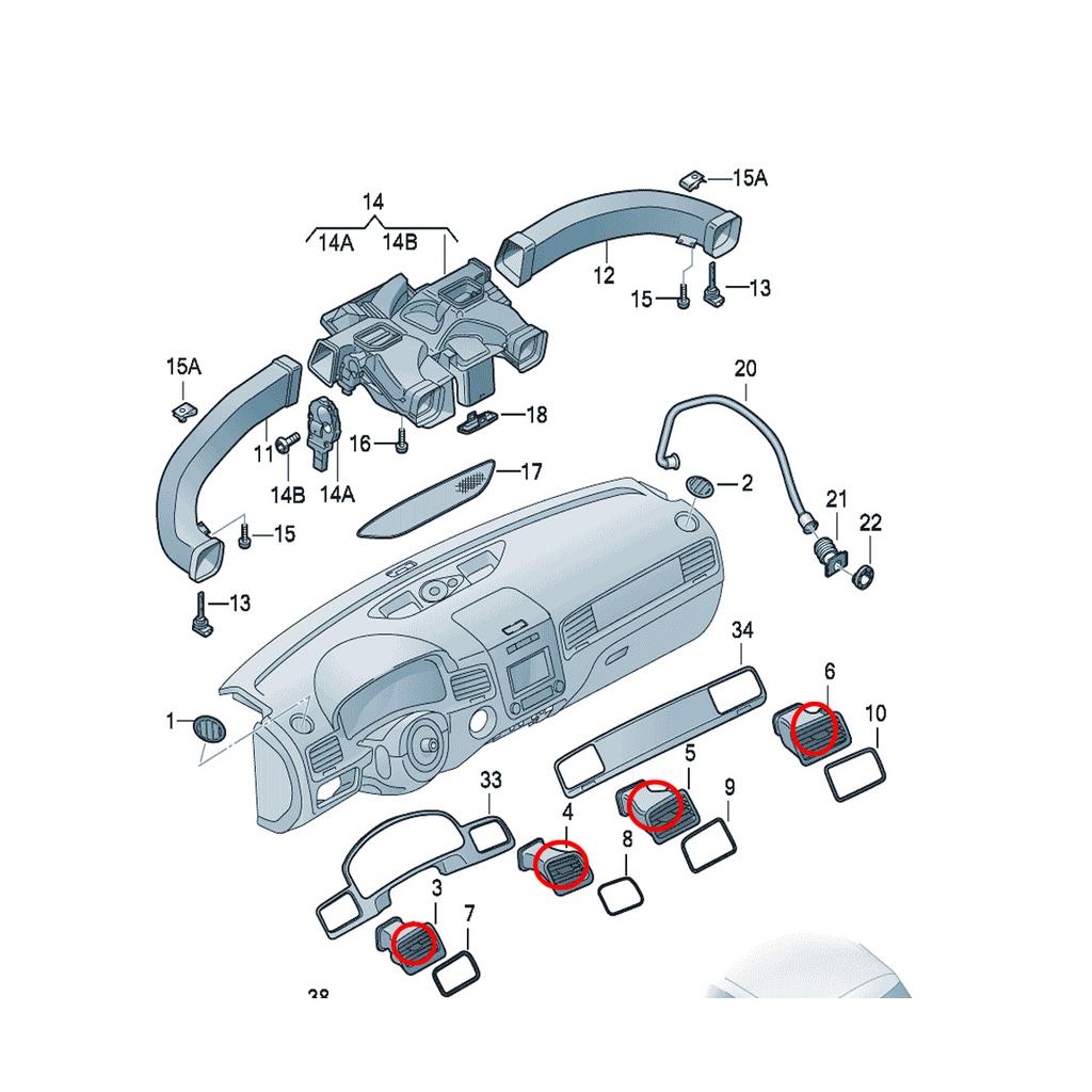 1/4 Piezas Rejilla Frontal del Tablero Salida de Aire Acondicionado Clip Deslizante para VW Touareg 2 7P MK2 2011-2018 7P1819703A 7P1819704A 7P1819727A
