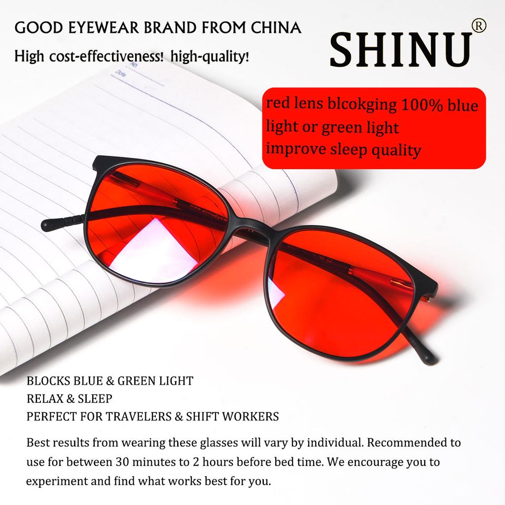 Shinu Blue Light Blocking Glasses Red Lenses Glasses For Digital Screens Red Lens Help Better Sleep Women Glasses Frame