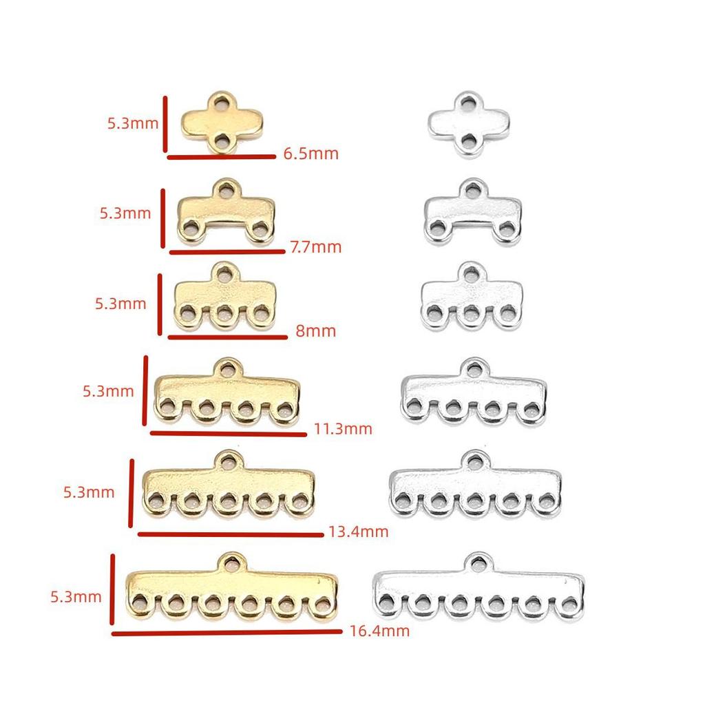 Stainless Steel Multi-Hole Pendant Necklace Charm for DIY Jewelry - 2, 3, or 4 Row Options