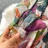 Diamond Embedded Gemstone Collared Long Dr Women's Slimming Beautiful Holiday Print Full Dresses  A-Line Woman Dress
