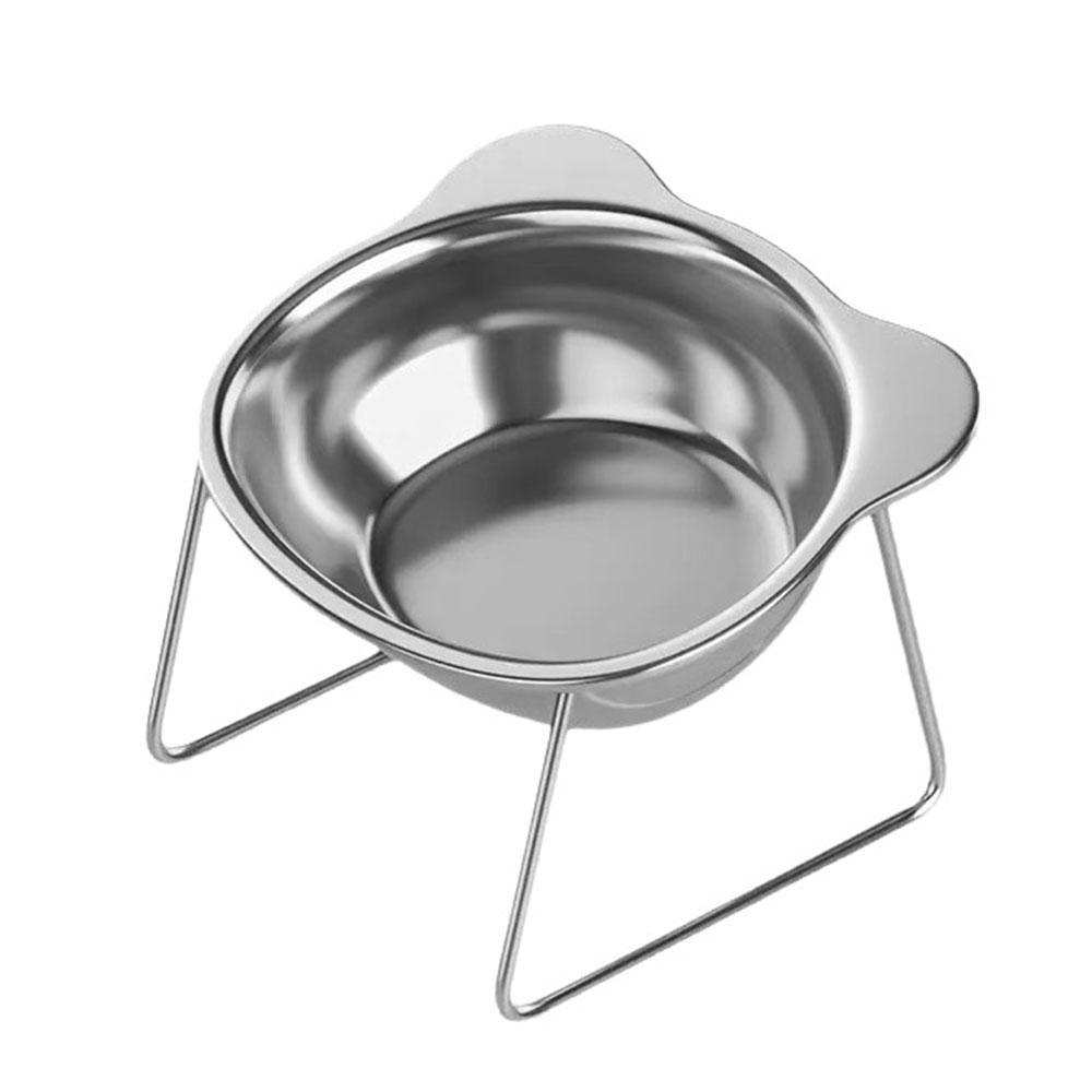 

Миска для кошек из нержавеющей стали 304 с приподнятой конструкцией 15°, наклонная для щенков и котят, с приподнятой защитой шеи, двойного назначения для кошек и собак, кормушка