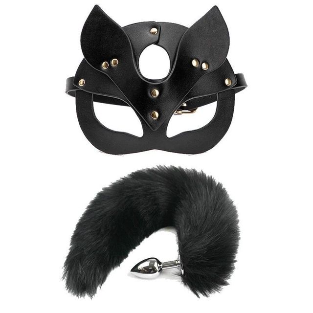 Masque de renard queue Cosplay masque pour les yeux bouchon anal en métal jeu de rôle SM accessoire jouets sexuels pour