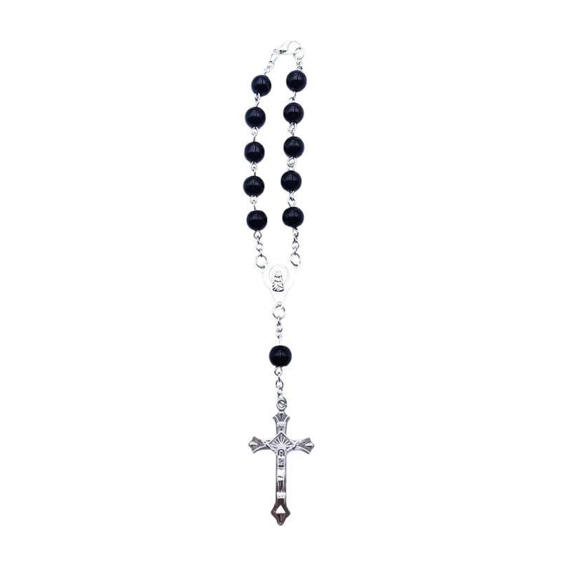 1 Stück Kreuzförmige Armbänder Autoanhänger Rosenkranzarmbänder Perlen Autozubehör Schmuckgeschenke Thematisch um den christusähnlichen Glauben