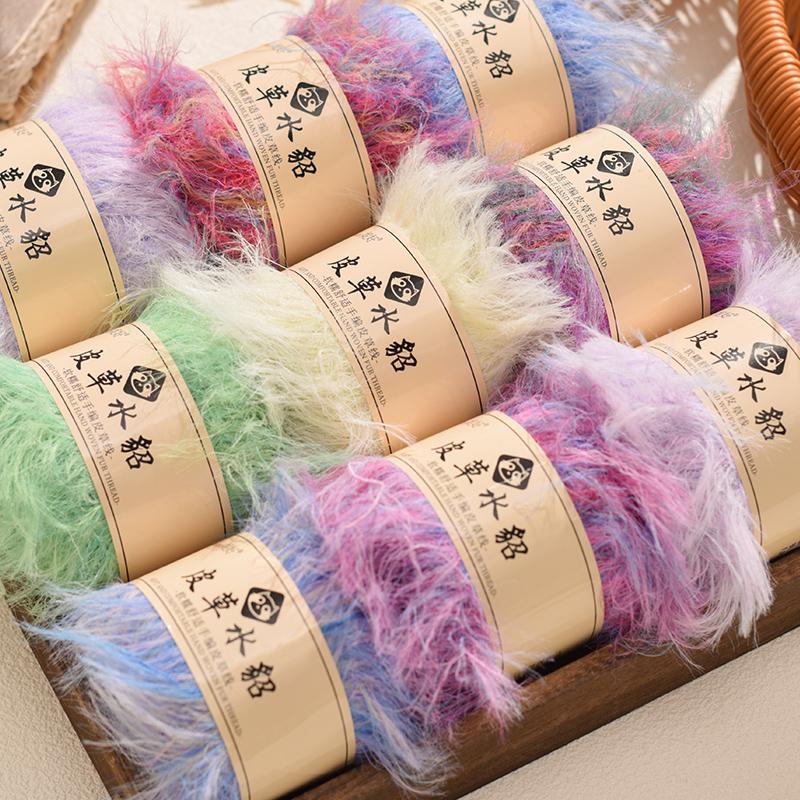 Hand-Knitted Coral Velvet Mink Yarn Pack for Scarves & DIY Projects