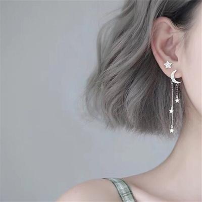 925 argent Sterling asymétrie étoile lune goutte boucle d'oreille pour femmes Brincos Pendientes Femme boucles d'oreilles bijoux Eh384