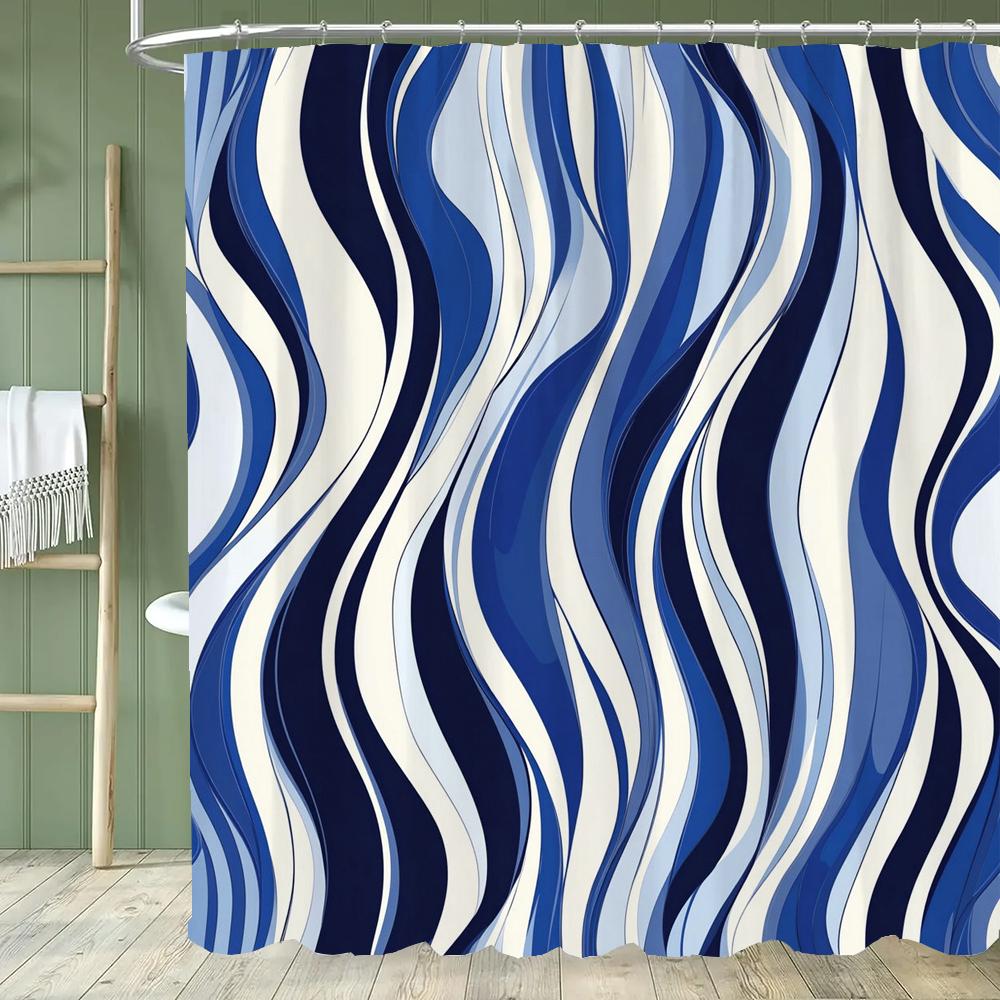Modern black and white striped corrugated fabric bathroom shower curtain, gradient stripe, bathroom decorative shower curtain 90x180cm-35x70in