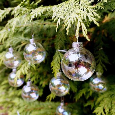 6Pcs 10/8/6cm Colourful Christmas Ball Sphere Plastic Iridescent Bubble Ball Pendant PET Clear Xmas Tree Hanging Ball Festival