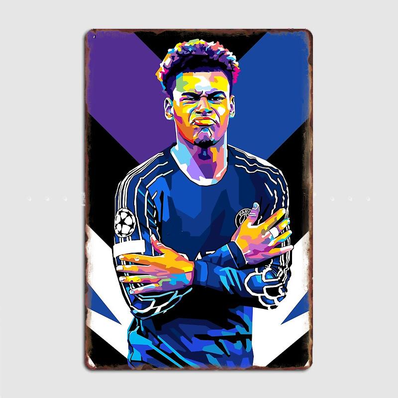 Désiré Doué Fußballspieler Retro Poster Metallschild Poster Bar Innenraum Schlafzimmer Wandkunst Heimdekor Raumdekoration