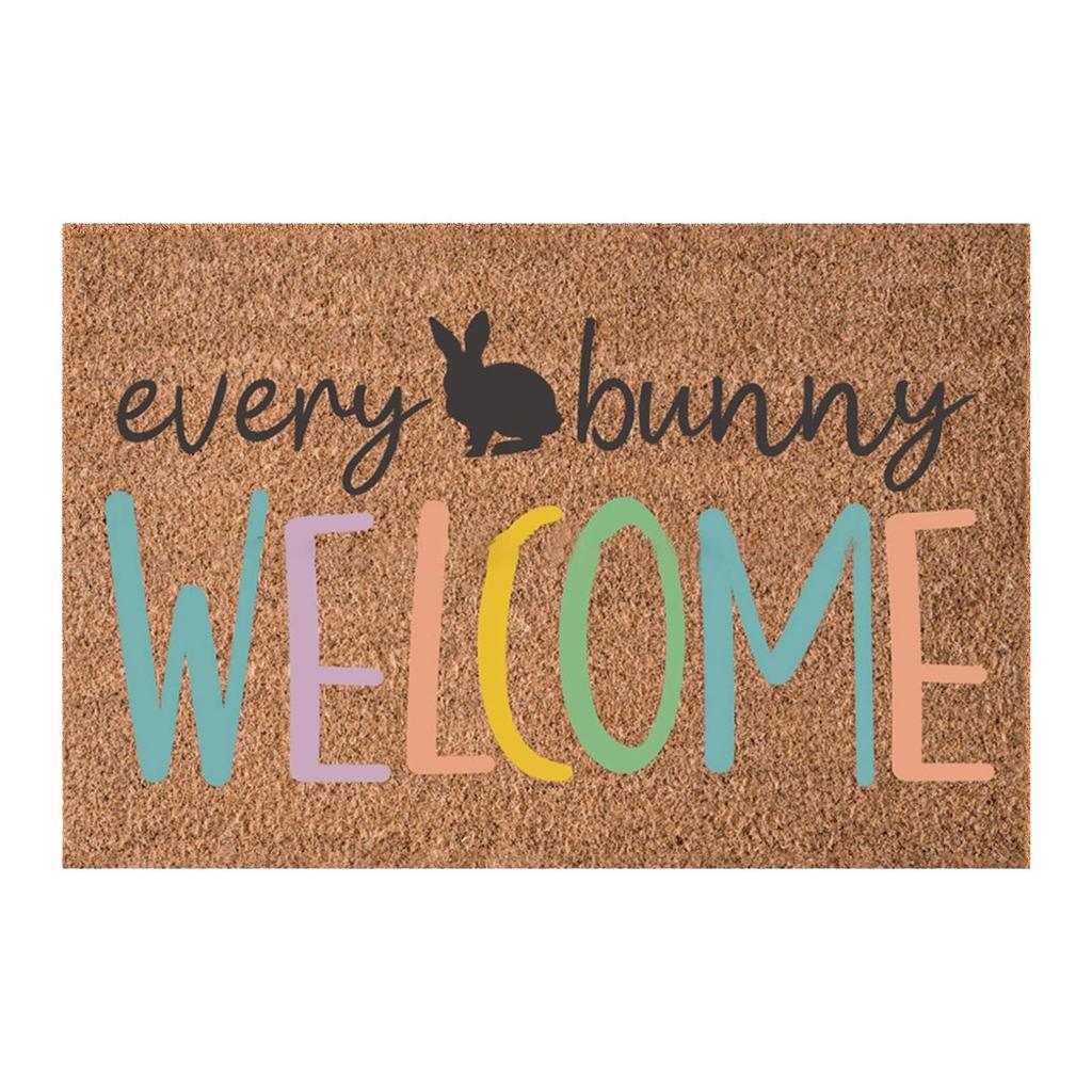 Happy Easter Welcome Doormat, Non- Fiber Carpet, Fun Easter Bunny Doormat