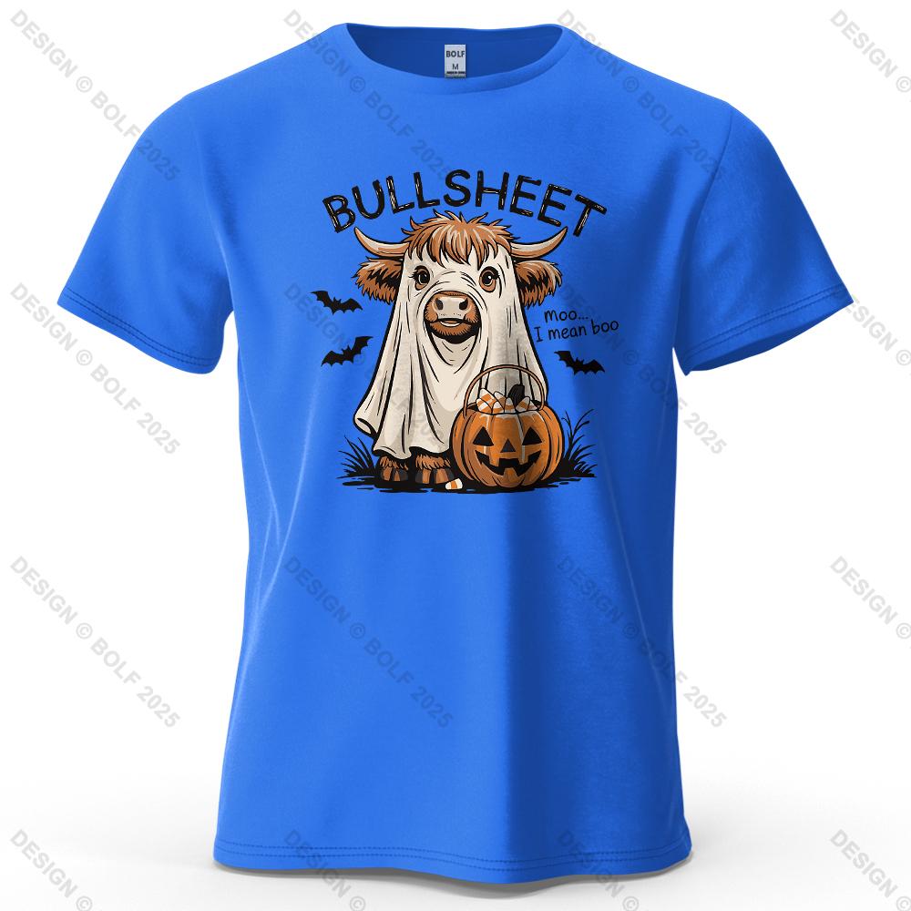 Pumpkin Ghost Cow Cartoon Printed Unisexs and Womens Fashion Trend Short Sleeve Summer New Soft Skin Friendly Casual Tshirt