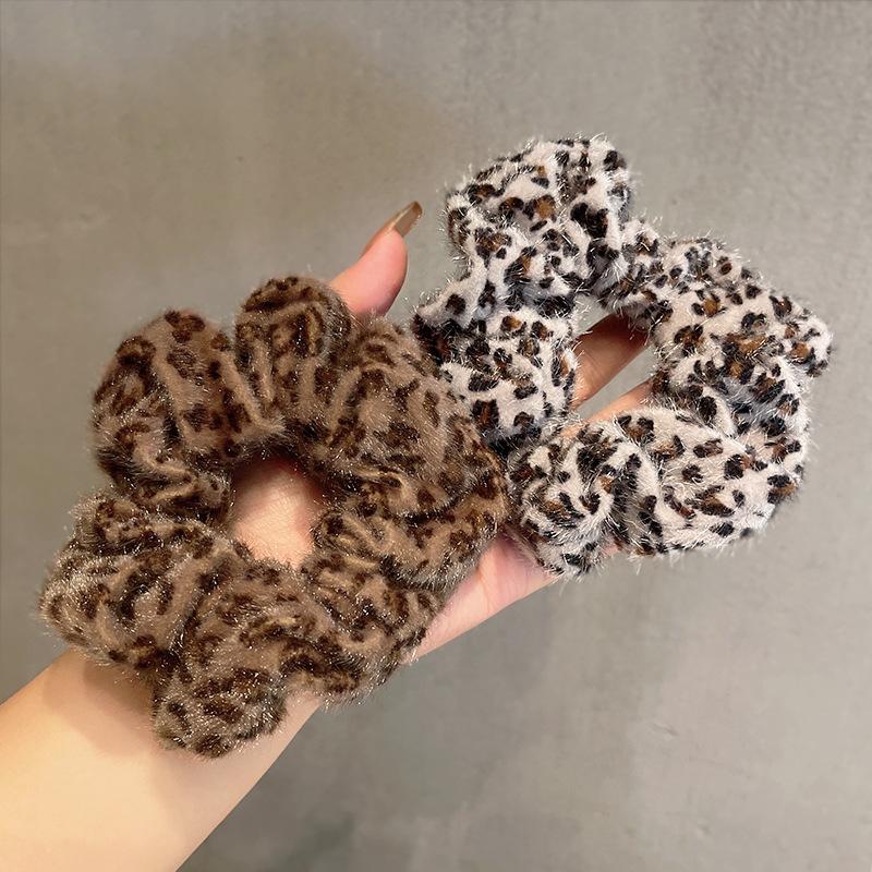 1pc Autumn and winter mink fur velvet hair accessory headband for girls, French retro headband, leopard print headband, ponytail