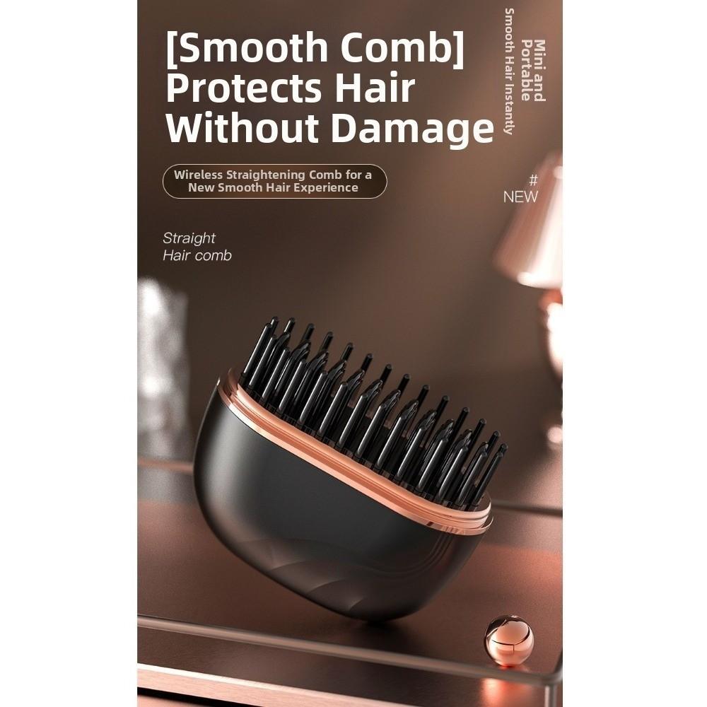 Anti-Scald Shell Mini Cordless Bangs Comb Lightweight Hair Straightener Brush Women