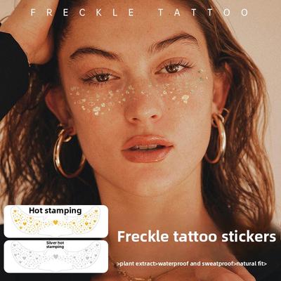 Freckle Tattoo Sticker Bronzing Hot Silver Waterproof Sweat-proof Long-lasting Freckle Sticker Glitter Star Makeup Party Makeup