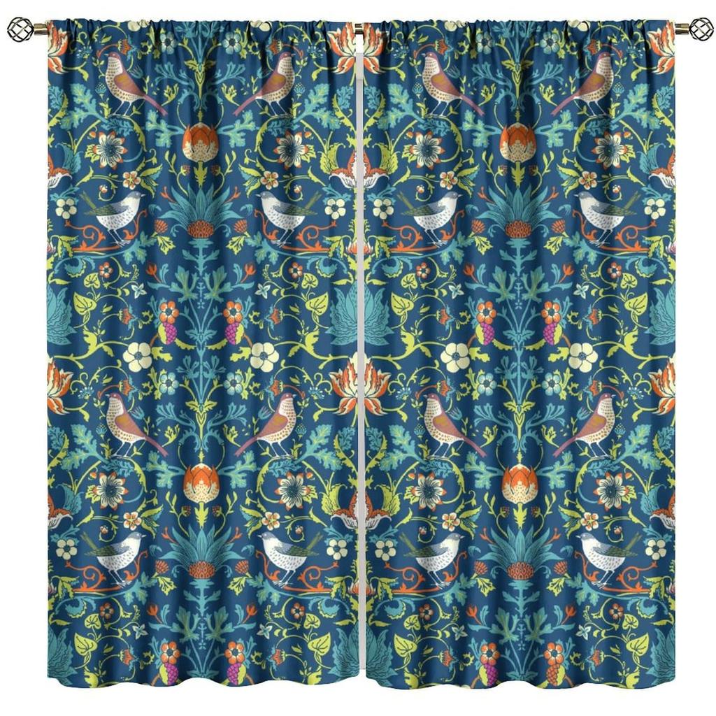 Tenda Retro Finestre William Morris con Motivo Botanico, Tenda Oscurante William Morris Arte Floreale 2 Pannelli
