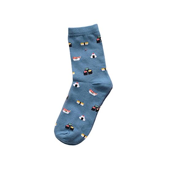 

Унисекс модные короткие носки из смеси хлопка с рисунком еды, суши и фруктов циан