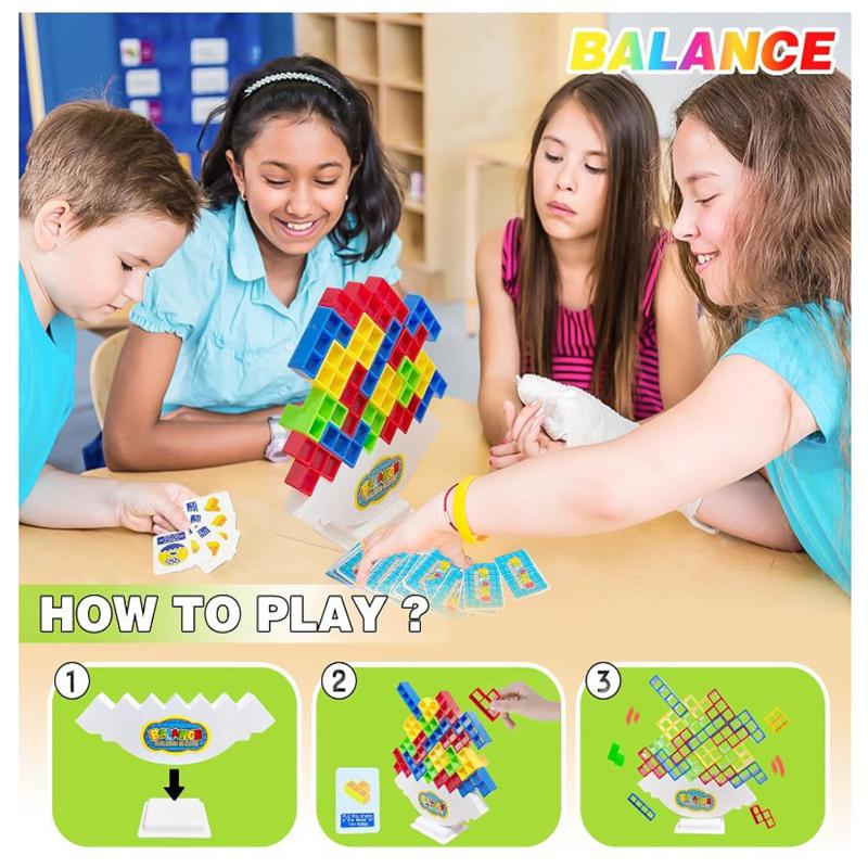 16-48pcs Kids Balance Toys Stacked Tower Board Games Stacking Building Blocks DIY Assembly Educational Toy for Children Boy Gift