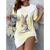 Summer Ladies 3D Printed Short Sleeve Dress Fashion Versatile Trend Breathable Casual